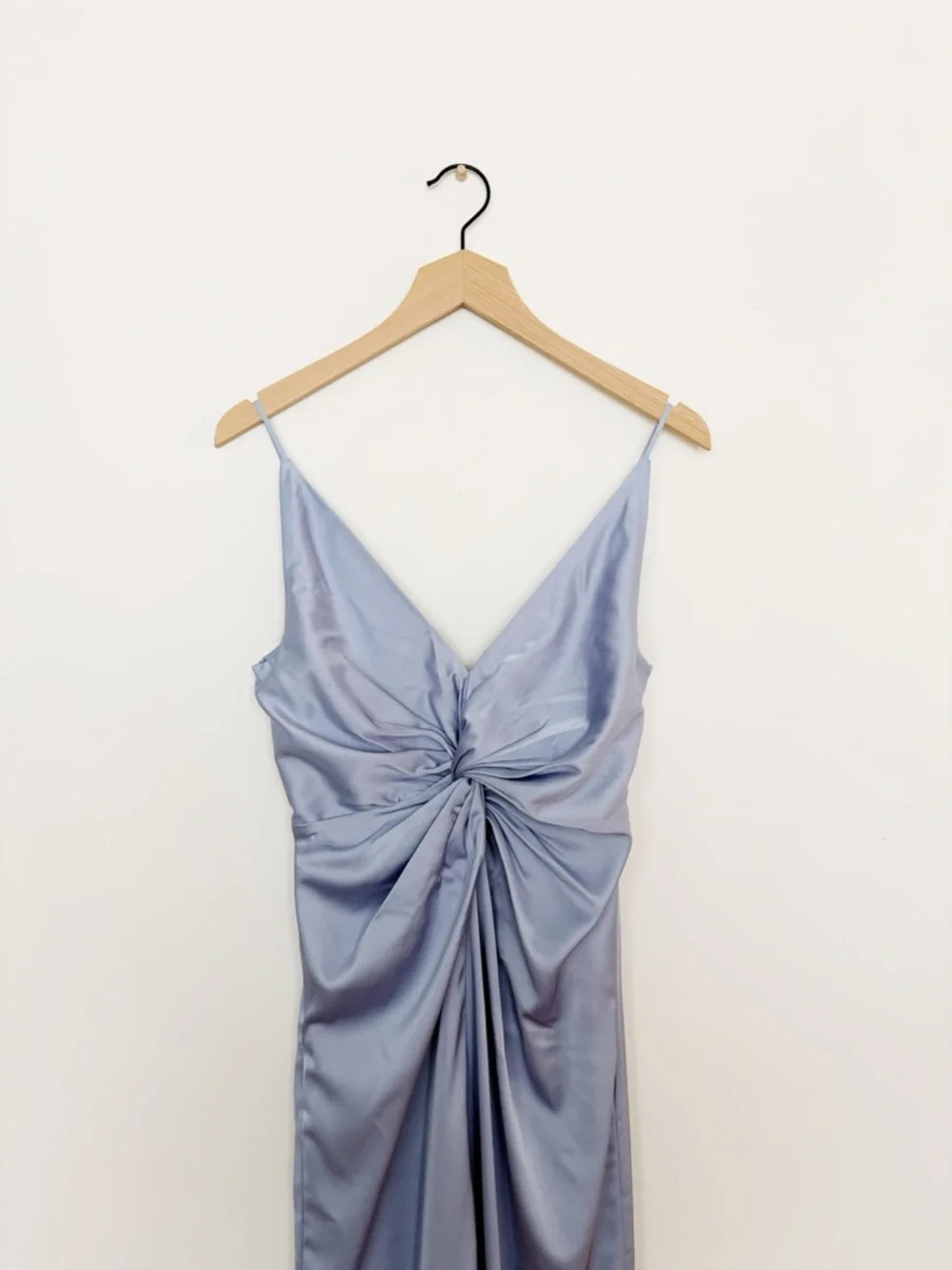 Abercrombie & Fitch Draped Twist-front Satin Maxi Dress in Blue Size XS